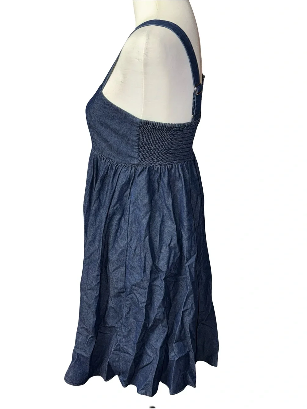 Kate Spade Chambray Al Fresco Blue Cotton Square Neck Midi Dress Size Small